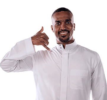 Happy Saudi man raising his hands